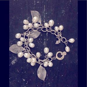 Silpada Silver and White Pearl Leaf Bracelet